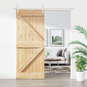 Puerta corredera con herrajes madera maciza de pino 85x210 cm en Puertas | Comprar online en Foru.es