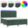 Cama box spring colchón y LED terciopelo verde oscuro 160x200cm de , Camas y somieres - Ref: Foro24-3136314, Precio: 629,14 €...