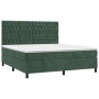 Cama box spring colchón y LED terciopelo verde oscuro 160x200cm de , Camas y somieres - Ref: Foro24-3136314, Precio: 629,14 €...