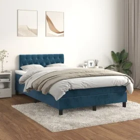 Cama box spring con colchón terciopelo azul oscuro 120x200 cm de , Camas y somieres - Ref: Foro24-3141477, Precio: 390,77 €, ...