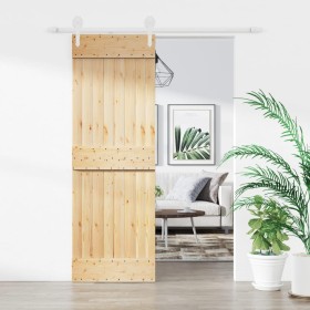 Puerta corredera con herrajes madera maciza de pino 70x210 cm en Puertas | Comprar online en Foru.es
