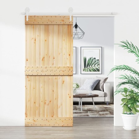 Puerta corredera con herrajes madera maciza de pino 90x210 cm en Puertas | Comprar online en Foru.es