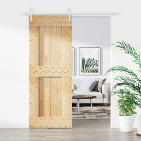 Puerta corredera con herrajes madera maciza de pino 80x210 cm en Puertas | Comprar online en Foru.es