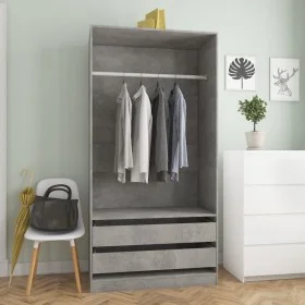 Armario de madera contrachapada gris hormigón 100x50x200 cm de , Armarios roperos - Ref: Foro24-800607, Precio: 181,95 €, Des...