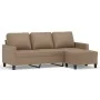 Sofá 3 plazas y taburete cuero sintético color capuchino 180 cm de , Sofás - Ref: Foro24-3201028, Precio: 299,75 €, Descuento: %