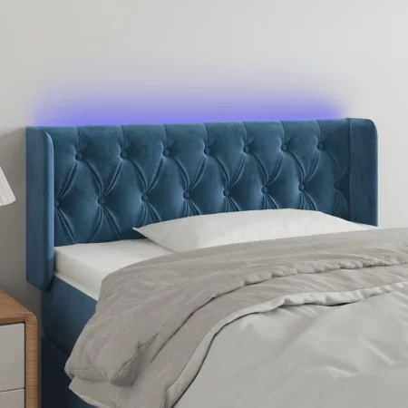 LED-Kopfteil aus dunkelblauem Samt, 103 x 16 x 78/88 cm von , Kopf- und Fußteile - Ref: Foro24-3123618, Preis: 76,92 €, Rabat...