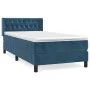 Box spring bed with dark blue velvet mattress 100x200 cm by , Beds and slatted bases - Ref: Foro24-3131127, Price: 328,04 €, ...