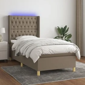 Cama box spring colchón y luces LED gris taupe 80x200 cm de , Camas y somieres - Ref: Foro24-3139073, Precio: 371,05 €, Descu...