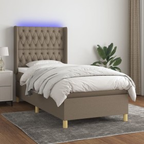 Cama box spring colchón y luces LED gris taupe 80x200 cm de , Camas y somieres - Ref: Foro24-3139073, Precio: 371,48 €, Descu...