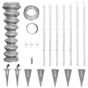 Valla metálica con estacas postes acero galvanizado 15x1 m de vidaXL, Paneles de vallas - Ref: Foro24-141503, Precio: 180,59 ...