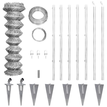 Valla metálica con estacas postes acero galvanizado 15x1 m de vidaXL, Paneles de vallas - Ref: Foro24-141503, Precio: 180,59 ...