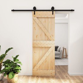 Puerta corredera con herrajes madera maciza de pino 70x210 cm en Puertas | Comprar online en Foru.es