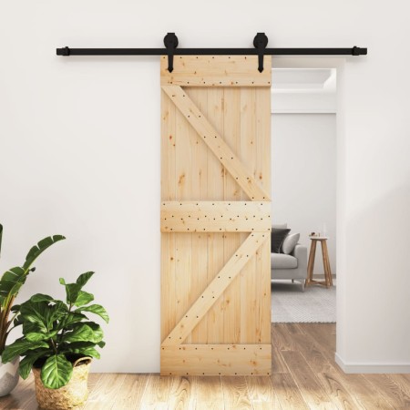 Puerta corredera con herrajes madera maciza de pino 70x210 cm en Puertas | Comprar online en Foru.es