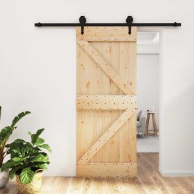 Puerta corredera con herrajes madera maciza de pino 85x210 cm en Puertas | Comprar online en Foru.es