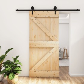 Puerta corredera con herrajes madera maciza de pino 95x210 cm en Puertas | Comprar online en Foru.es