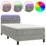 Cama box spring colchón y LED terciopelo gris claro 100x200 cm de , Camas y somieres - Ref: Foro24-3134567, Precio: 317,84 €,...