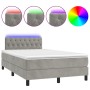 Cama box spring colchón y LED terciopelo gris claro 120x200 cm de , Camas y somieres - Ref: Foro24-3134573, Precio: 396,95 €,...