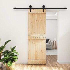 Puerta corredera con herrajes madera maciza de pino 70x210 cm en Puertas | Comprar online en Foru.es