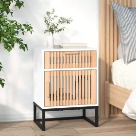 Nachttisch aus weißem Sperrholz und Eisen, 40 x 30 x 55,5 cm von , Nachttische - Ref: Foro24-352091, Preis: 62,12 €, Rabatt: %
