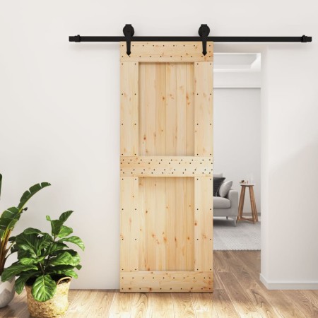 Puerta corredera con herrajes madera maciza de pino 80x210 cm en Puertas | Comprar online en Foru.es