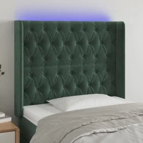 LED-Kopfteil aus dunkelgrünem Samt, 93 x 16 x 118/128 cm von , Kopf- und Fußteile - Ref: Foro24-3124423, Preis: 111,28 €, Rab...