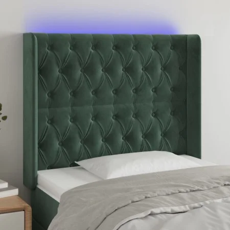 Cabecero con LED de terciopelo verde oscuro 93x16x118/128 cm de , Cabeceros y pies de cama - Ref: Foro24-3124423, Precio: 111...