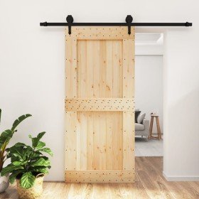 Puerta corredera con herrajes madera maciza de pino 95x210 cm en Puertas | Comprar online en Foru.es