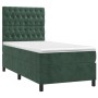 Cama box spring colchón y LED terciopelo verde oscuro 90x190 cm de , Camas y somieres - Ref: Foro24-3136278, Precio: 338,56 €...