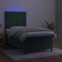 Cama box spring colchón y LED terciopelo verde oscuro 90x190 cm de , Camas y somieres - Ref: Foro24-3136278, Precio: 338,56 €...