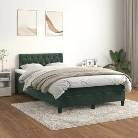 Box spring bed with dark green velvet mattress 120x200 cm by , Beds and slatted bases - Ref: Foro24-3141476, Price: 383,68 €,...