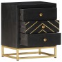 Mesita de noche madera maciza mango negro y dorado 40x30x50cm de vidaXL, Mesitas de noche - Ref: Foro24-286517, Precio: 162,2...