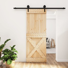 Puerta corredera con herrajes madera maciza de pino 80x210 cm en Puertas | Comprar online en Foru.es