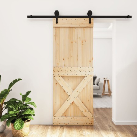Puerta corredera con herrajes madera maciza de pino 80x210 cm en Puertas | Comprar online en Foru.es