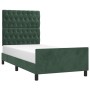 Estructura cama con cabecero terciopelo verde oscuro 90x200 cm de , Camas y somieres - Ref: Foro24-3125919, Precio: 166,73 €,...