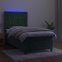Cama box spring colchón y LED terciopelo verde oscuro 90x190 cm de , Camas y somieres - Ref: Foro24-3139718, Precio: 355,95 €...