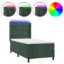 Cama box spring colchón y LED terciopelo verde oscuro 90x200 cm de , Camas y somieres - Ref: Foro24-3139724, Precio: 387,26 €...