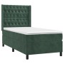 Cama box spring colchón y LED terciopelo verde oscuro 90x200 cm de , Camas y somieres - Ref: Foro24-3139724, Precio: 387,26 €...