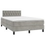 Cama box spring con colchón terciopelo gris claro 120x200 cm de , Camas y somieres - Ref: Foro24-3141473, Precio: 390,91 €, D...