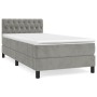 Cama box spring con colchón terciopelo gris claro 100x200 cm de , Camas y somieres - Ref: Foro24-3141467, Precio: 331,53 €, D...