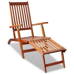 Tumbona de jardín con reposapiés de madera maciza de acacia de vidaXL, Tumbonas - Ref: Foro24-41433, Precio: 115,93 €, Descue...