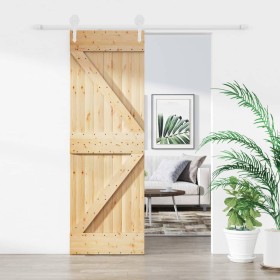 Puerta corredera con herrajes madera maciza de pino 70x210 cm en Puertas | Comprar online en Foru.es