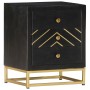 Mesita de noche madera maciza mango negro y dorado 40x30x50cm de vidaXL, Mesitas de noche - Ref: Foro24-286517, Precio: 162,2...