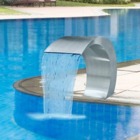 Fuente cascada para piscina de acero inoxidable 45x30x60 cm de vidaXL, Fuentes y cascadas - Ref: Foro24-41685, Precio: 210,62...