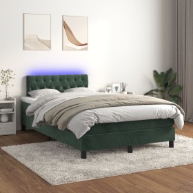 Cama box spring colchón y LED terciopelo verde oscuro 120x200cm de , Camas y somieres - Ref: Foro24-3134576, Precio: 380,56 €...