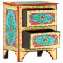 Mesita de noche pintada a mano madera maciza mango 40x30x50 cm de vidaXL, Mesitas de noche - Ref: Foro24-286158, Precio: 144,...