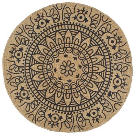 Alfombra de yute tejida a mano estampado azul oscuro 150 cm en Alfombras | Comprar online en Foru.es