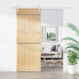 Puerta corredera con herrajes madera maciza de pino 80x210 cm en Puertas | Comprar online en Foru.es