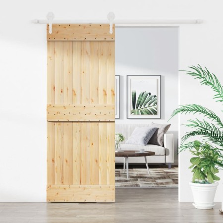 Puerta corredera con herrajes madera maciza de pino 80x210 cm en Puertas | Comprar online en Foru.es