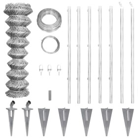 Valla metálica con estacas postes acero galvanizado 15x1,25 m de vidaXL, Paneles de vallas - Ref: Foro24-141504, Precio: 214,...