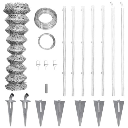 Valla metálica con estacas postes acero galvanizado 15x1,25 m de vidaXL, Paneles de vallas - Ref: Foro24-141504, Precio: 214,...